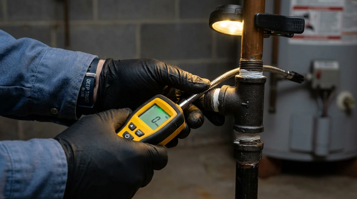 Gas leak detection with electronic sniffer by Johns Plumbing LLC in Lavon