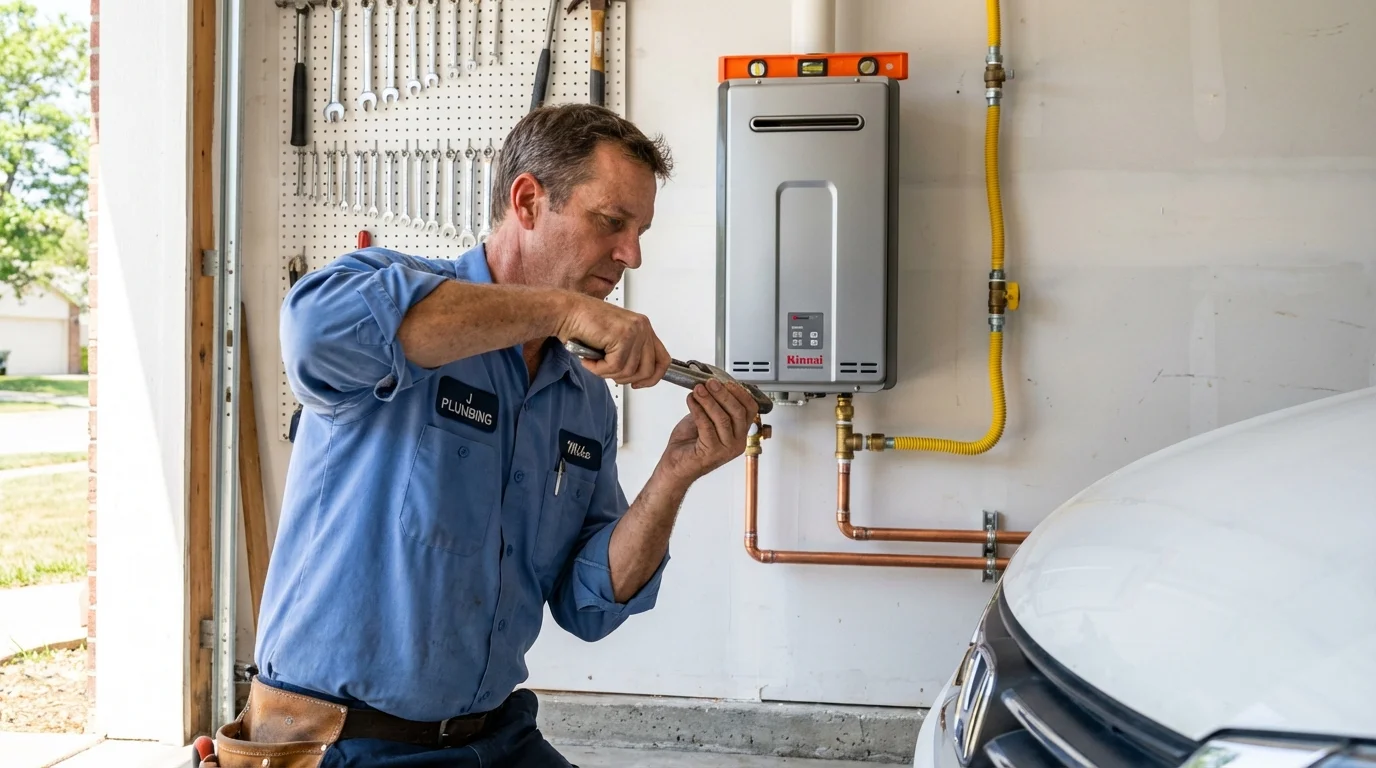 Tankless water heater installation by a Johns Plumbing LLC plumber in Lavon